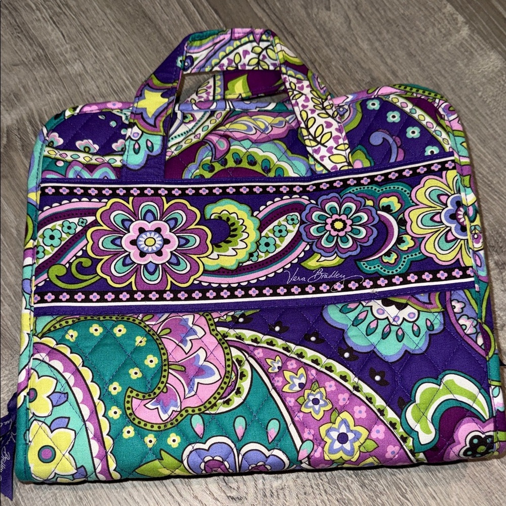Preloved Vera Bradley Purple and Green Floral Travel Bag (cosmetic) EUC